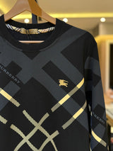 V.D Locaste Burberry Desenli Lacivert Sweatshirt