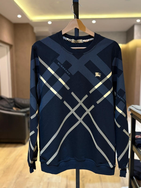 V.D Locaste Burberry Desenli Lacivert Sweatshirt