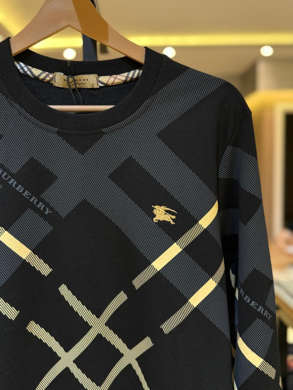 V.D Locaste Burberry Desenli Lacivert Sweatshirt